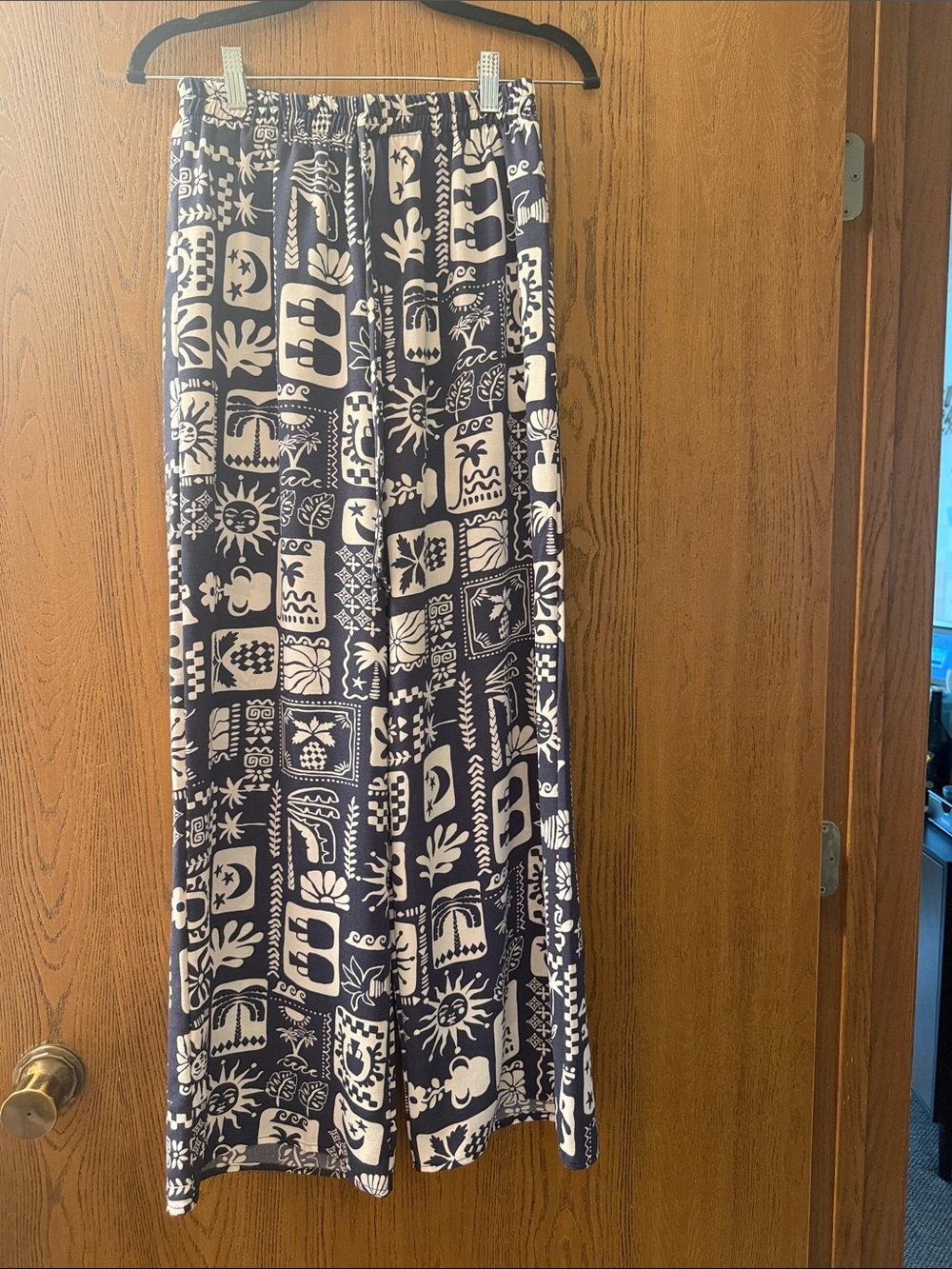 See You Monday Navy and White Wide Leg Jumpsuit Pants